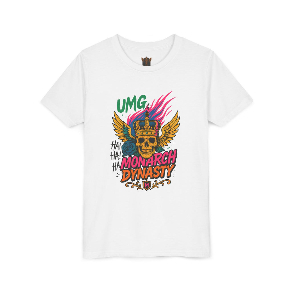 UMG Monarch Dynasty Crest Skull Graphic Oversized Tee - Unisex Youth Graphic Tee