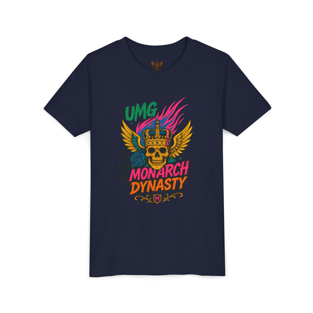 UMG Monarch Dynasty Crest Skull Graphic Oversized Tee - Unisex Youth Graphic Tee