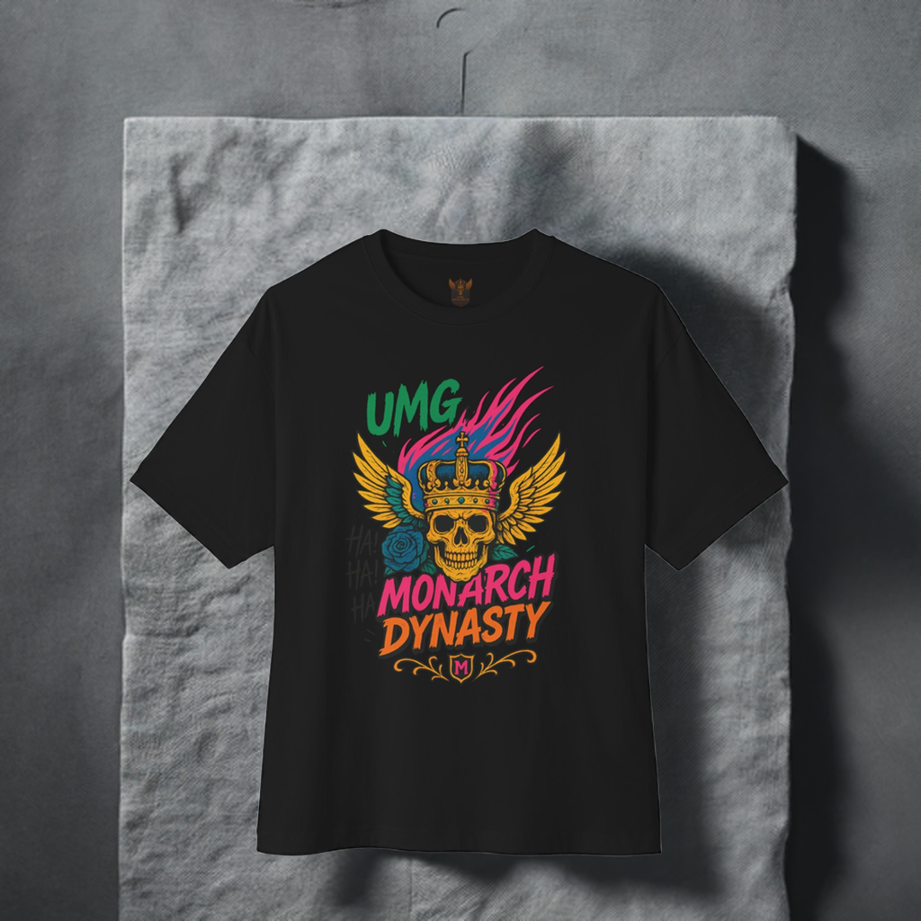 UMG Monarch Dynasty Crest Skull Graphic Oversized Tee - Unisex